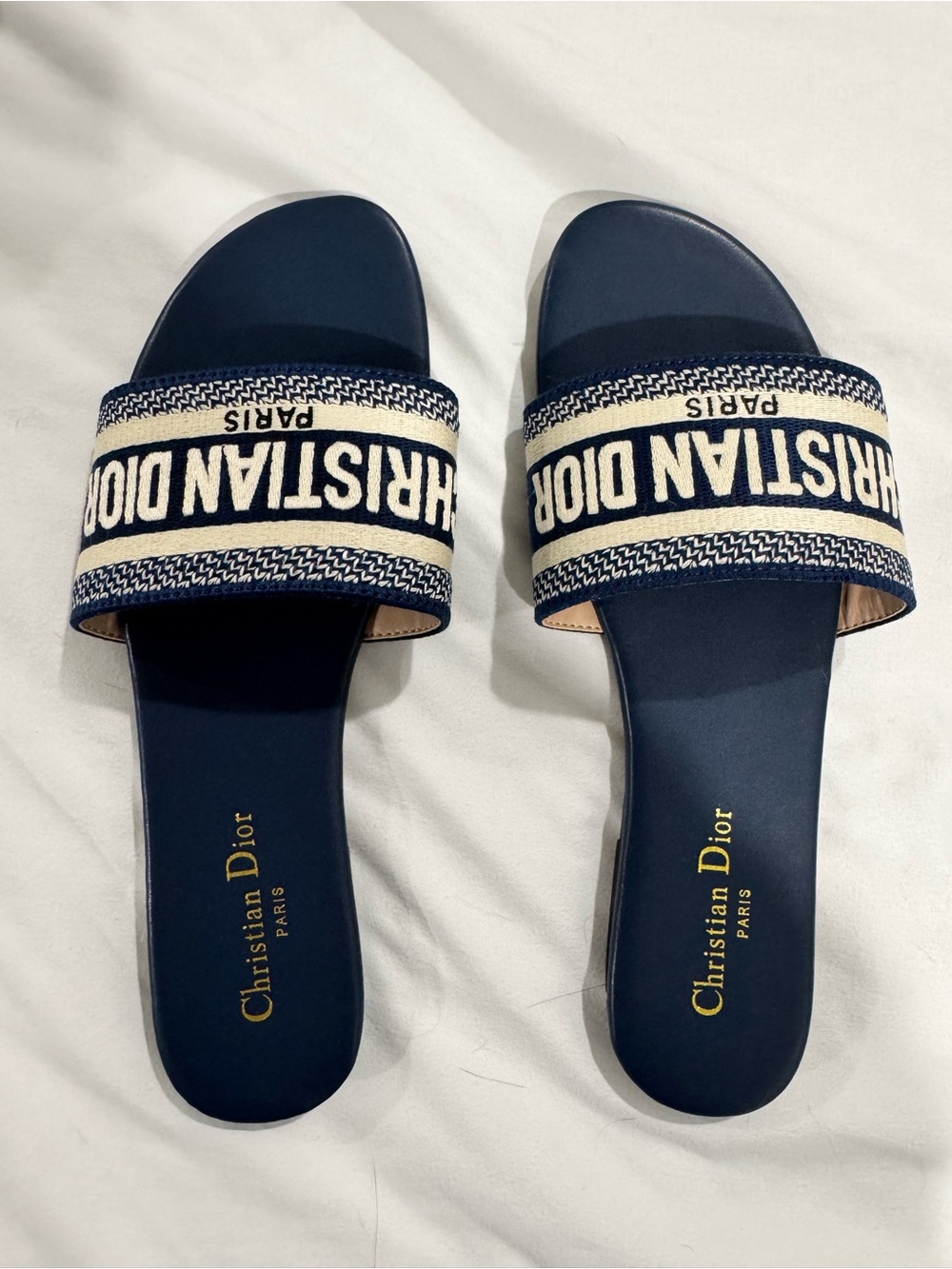 Christian Dior blue and cream sandals new
